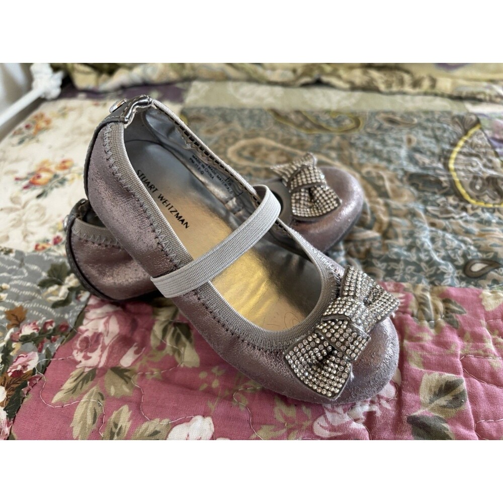 Stuart Weitzman Girls Shoes Ballet Flats Silver Bronze Dressy Formal Toddler 8